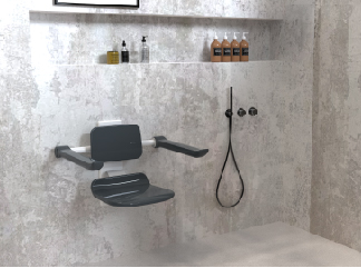 Assento de banho dobrável suspenso na parede Oceanwell: durável, ergonômico e personalizável para projetos comerciais